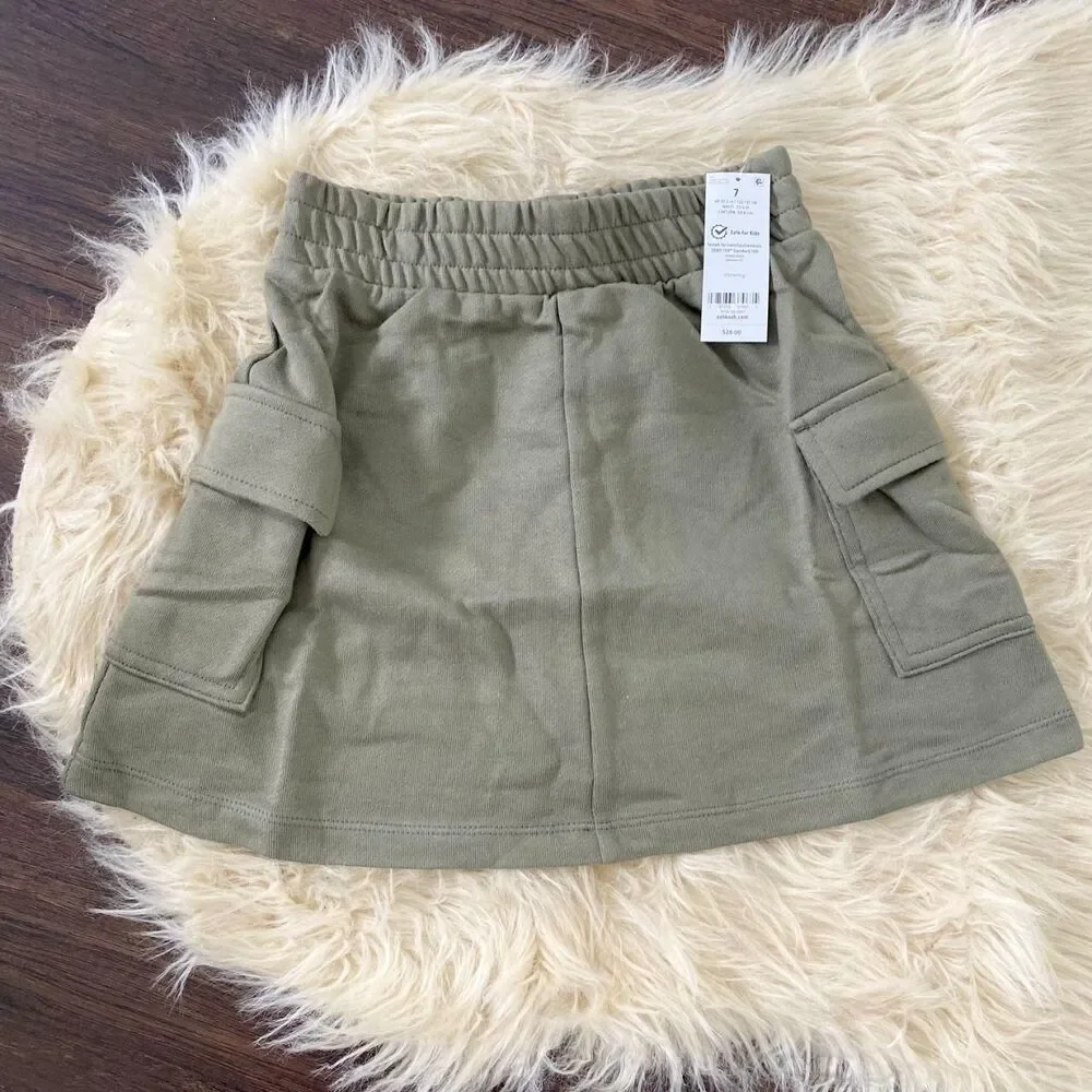 NWT OshKosh B'gosh French Terry Cargo Skirt Size 7 / 7A Khaki Green